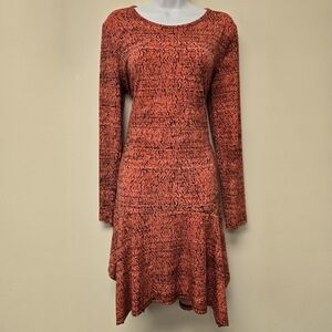 Michael Kors Handkerchief hem Long Sleeve dress Orange L